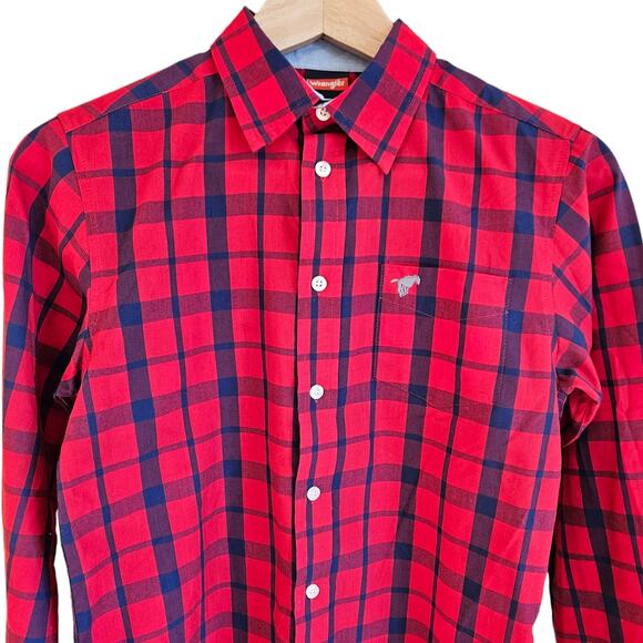 Wrangler Boys Long Sleeve Plaid Button Down Shirt Size Large (10/12) - Picture 3 of 8